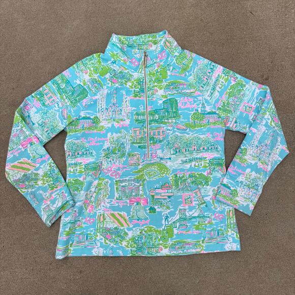 Lilly Pulitzer Lilly Loves Philadelphia Skipper Popover 1/2 Zip Top XL